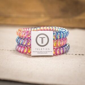 Teleties NEW 3 Pack Small Hair Ties Eat Glitter for Breakfast Ponytail Bracelets